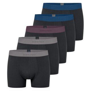 Schiesser bielizna bokserki 95/5 bawełna organiczna z gumką wielokolorowe czarne męskie - 5 sztuk