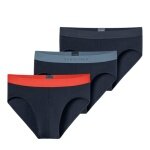 Schiesser bielizna slipy Rio z organicznej bawełny z gumką 95/5 wielokolorowe ciemnoniebieskie męskie - 3 sztuki