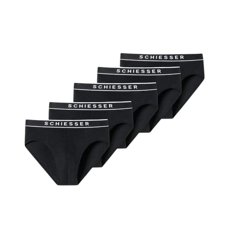 Schiesser bielizna slipy Rio z organicznej bawełny z gumką 95/5 czarne męskie - 5 sztuk
