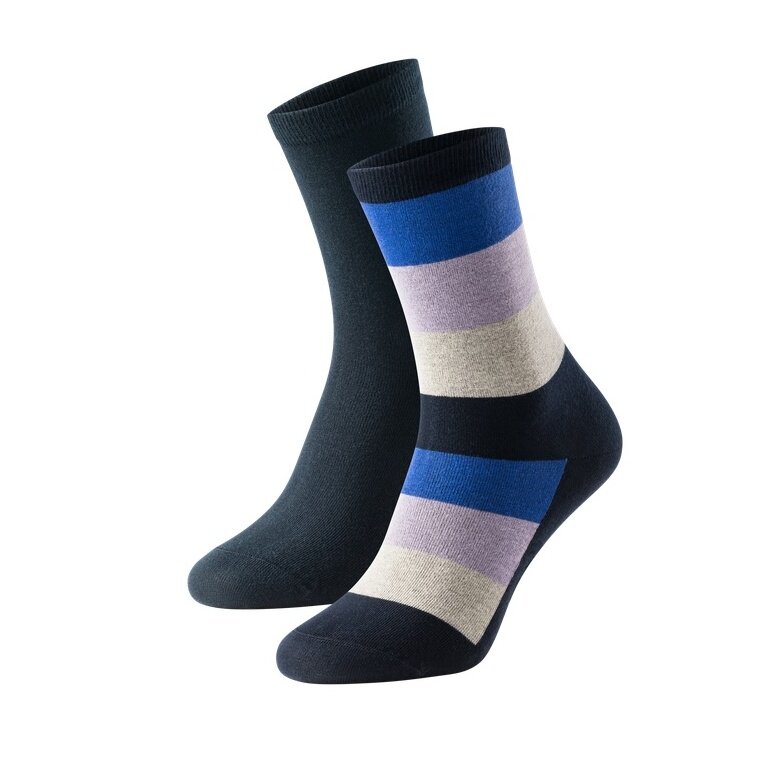 Schiesser Skarpetki Damskie Crew Long Life Cool (Bawełna) ciemnoniebieskie/wielokolorowe - 2 pary