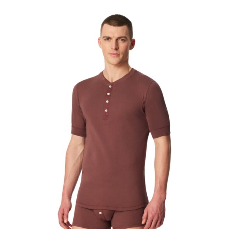Schiesser T-shirt rekreacyjny Revival Karl-Heinz krótki rękaw brązowy męski