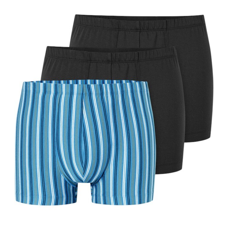 Schiesser bielizna bokserki 95/5 bawełna organiczna czarny/niebieski 921 mężczyźni - 3 sztuki