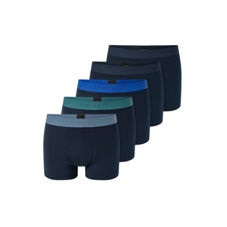 Schiesser bielizna bokserki 95/5 bawełna organiczna z gumką ciemnoniebieskie męskie - 5 sztuk