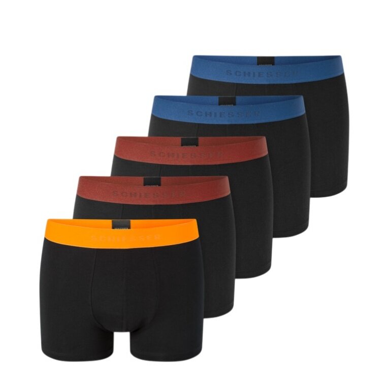 Schiesser bielizna bokserki 95/5 bawełna organiczna z gumką czarna męska - 5 sztuk