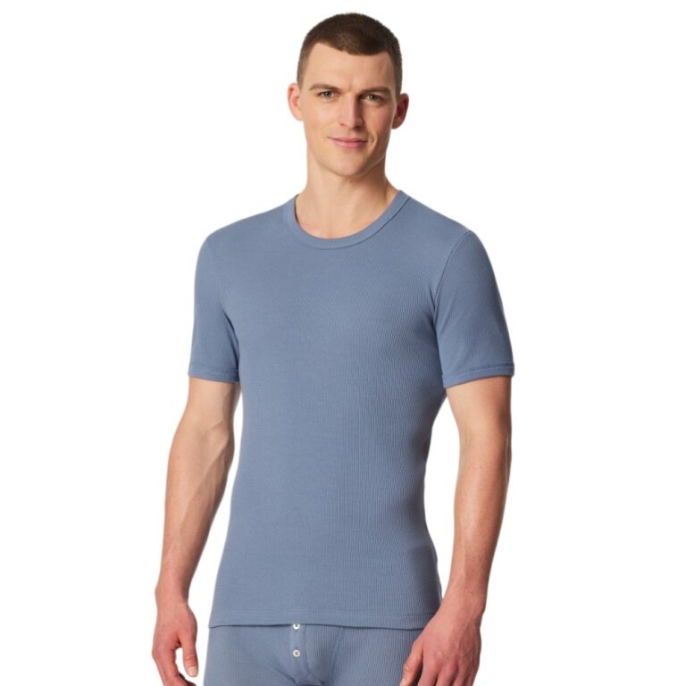 Schiesser bielizna koszulka Revival Friedrich (bawełna) krótki rękaw niebieskoszary mężczyźni