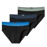 Schiesser bielizna slipy Rio z organicznej bawełny z gumką 95/5 wielokolorowe czarne męskie - 3 sztuki