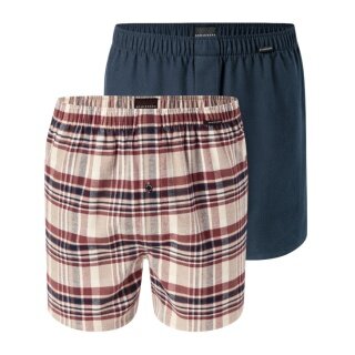 Schiesser bielizna bokserki tkanina X-Mas wielokolorowe ciemnoniebieskie/brązowe męskie - 2 sztuki