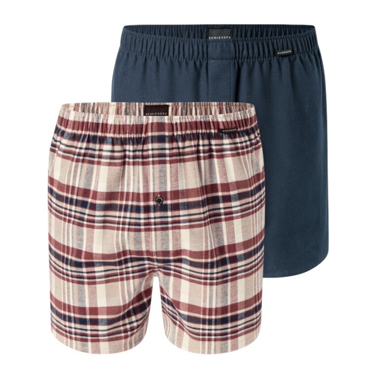 Schiesser bielizna bokserki tkanina X-Mas wielokolorowe ciemnoniebieskie/brązowe męskie - 2 sztuki