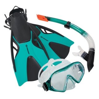 Zestaw do snorkelingu Schildkröt Cayman dla dorosłych - silikonowa maska do nurkowania, silikonowy fajka i regulowane płetwy - 1 zestaw