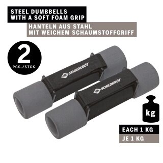 Schildkröt Fitness Miękkie Hantle szare Zestaw 2x1kg w torbie transportowej