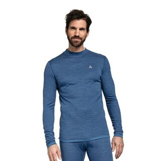 Schöffel Funkcyjna bielizna termoaktywna z długim rękawem Merino z kołnierzem typu turtle (szybkoschnąca) niebieska męska