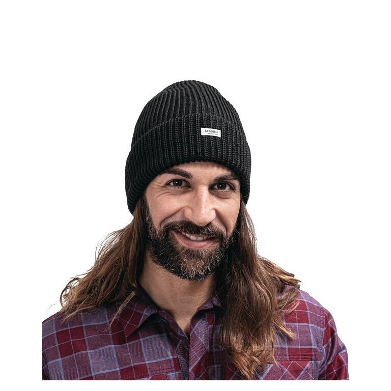 Czapka dzianinowa Oxley Schöffel (struktura prążkowana, z wywinięciem) czarna - 1 sztuka