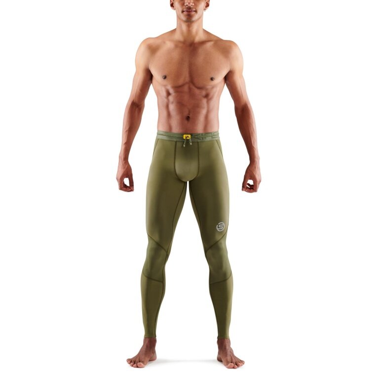 Skins Spodnie Funkcyjne 3-Series Tight Long (dopasowane) khaki męskie