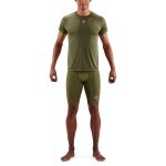 Skins T-shirt treningowe 3-Series (100% poliester, wstawki siatkowe) khaki mężczyźni