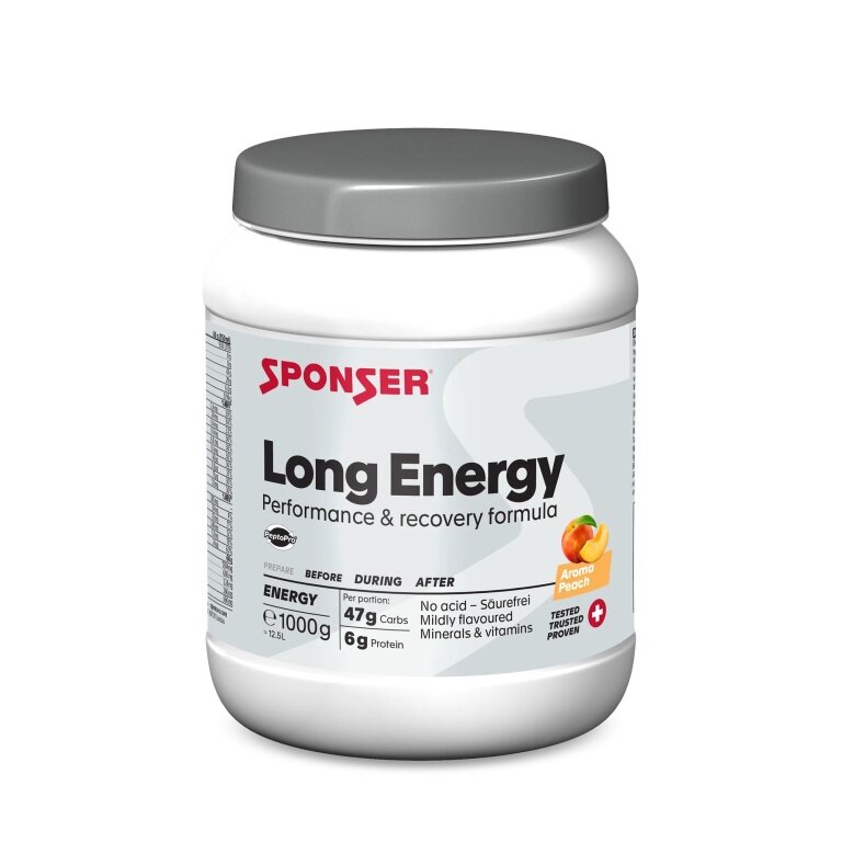 Sponser Energy Long Energy (napój sportowy bezkwasowy z formułą Multi Carb) Brzoskwinia 1000g puszka