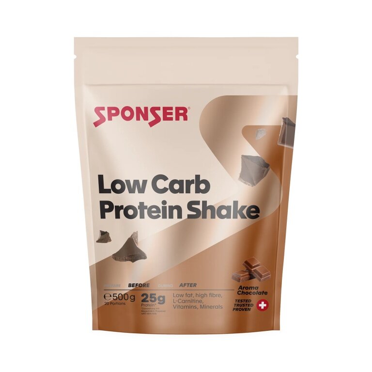Sponser Low Carb Protein Shake (wysokiej jakości białko z serwatki, mleka i jaj, 300mg L-Karnityny na porcję) Czekolada 500g worek