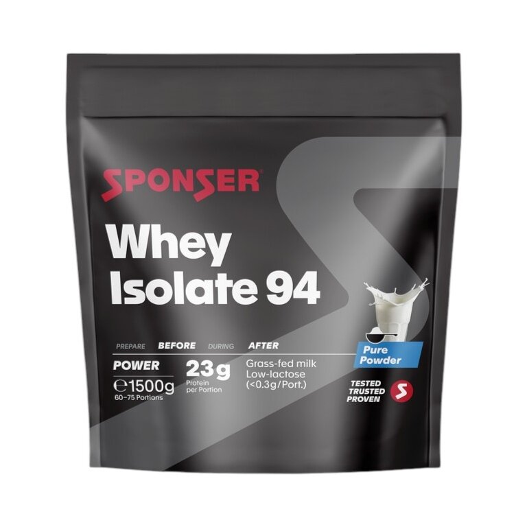 Sponser Whey Isolate 94 Proszek białkowy (czyste izolaty białka serwatkowego CFM, maks. zawartość białka, bez laktozy) Neutralny 1500g worek stojący