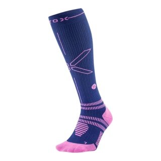 Skarpety biegowe kompresyjne STOX Energy Socks (wspomagają krążenie) ciemnoniebiesko-różowe damskie - 1 para