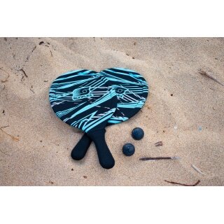 Zestaw rakiet Sunflex Beachball Action Pro (2 rakiety do beachballa z neoprenu, 2 piłki) niebieski