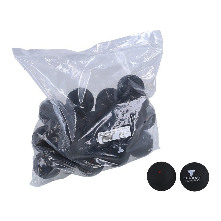 Talbot Torro Squashball (1 czerwony punkt, prędkość średnia) czarny - 25 piłek w polybagu