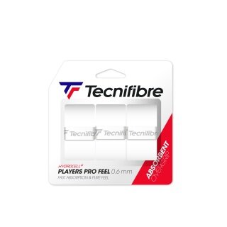 Tecnifibre Overgrip Players Pro Feel 0,6 mm (wchłanianie potu) biały - 3 sztuki
