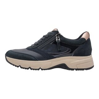 Sneakers Tamaris (mix materiałów, z bocznym zamkiem błyskawicznym) 8-83705-45 granatowe damskie