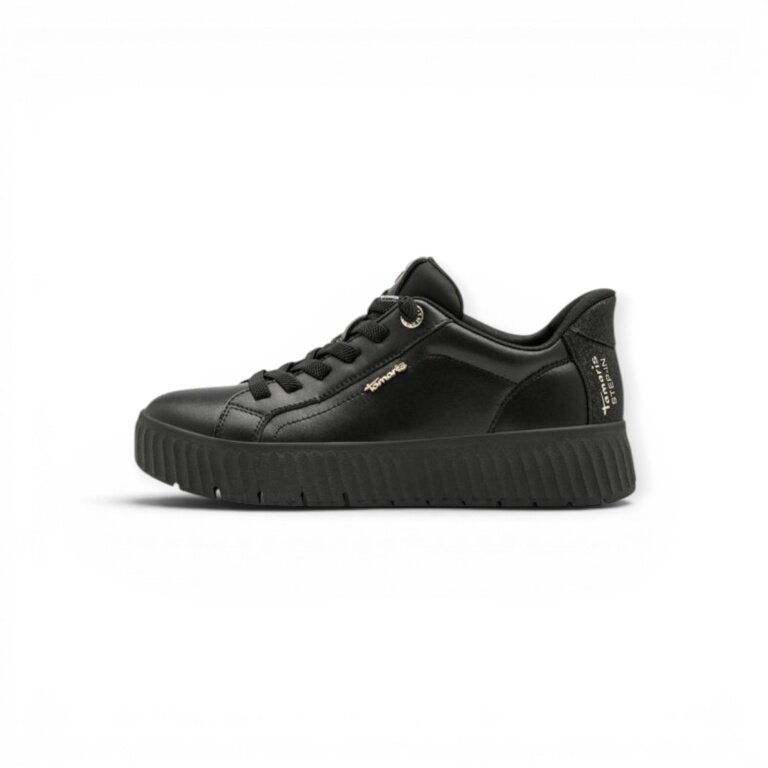 Tamaris szerokie sneakersy (skóra/tekstylia/synteza) 8-83720-45 czarne damskie