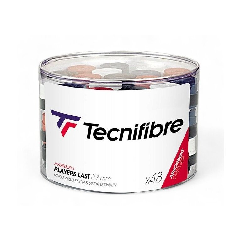 Tecnifibre Overgrip Players Last 0,7 mm (absorpcja potu/trwałość) sortowane w 48 sztukach w pudełku