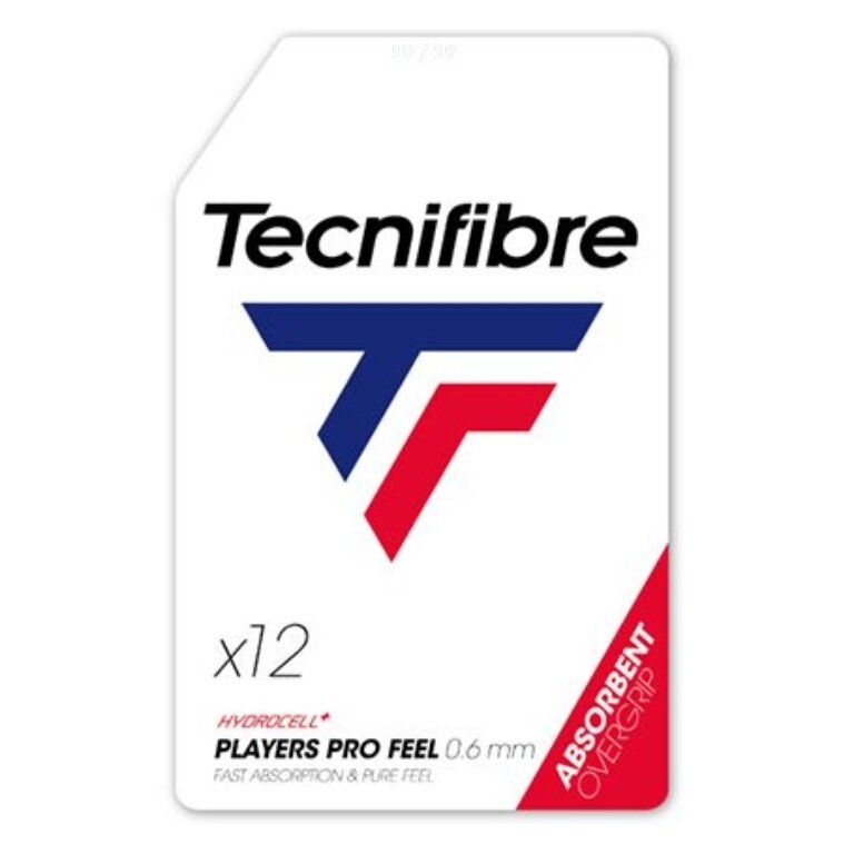 Tecnifibre Overgrip Players Pro Feel 0.6mm (absorpcja potu) biały - 12 sztuk w woreczku