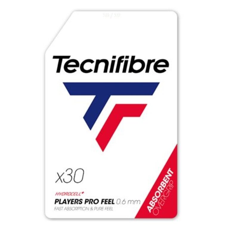 Tecnifibre Overgrip Players Pro Feel 0.6mm (absorpcja potu) biały - 30 sztuk w opakowaniu