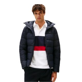 Kurtka zimowa Tommy Hilfiger Mid Weight z kapturem (ciepła, z kapturem) granatowa męska