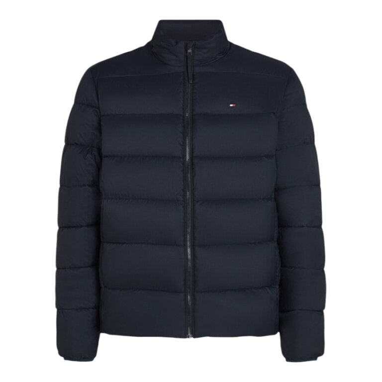 Tommy Hilfiger zimowa kurtka pikowana z kołnierzem stojącym, średniej wagi - ciemnoniebieska, męska