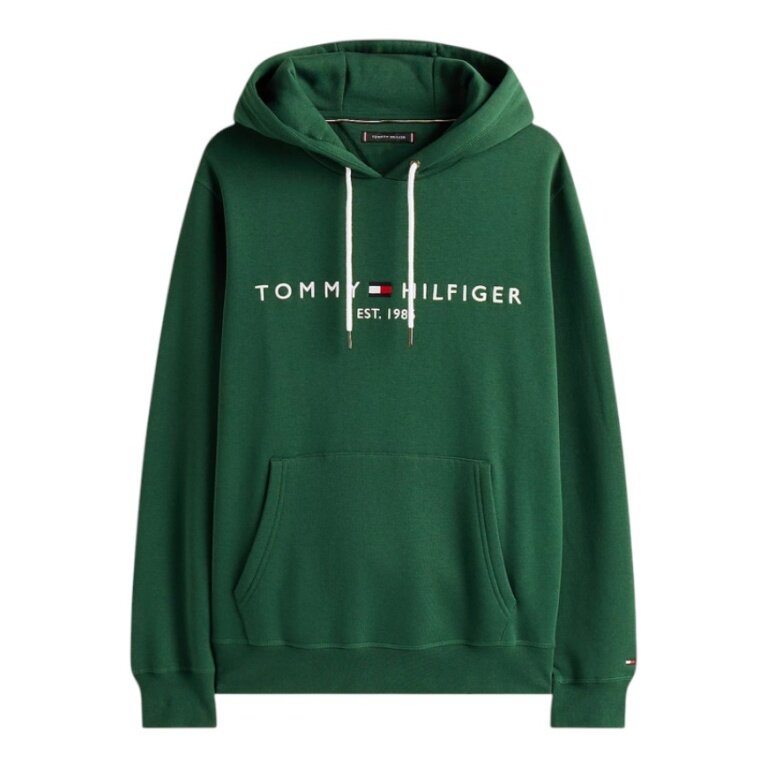 Hoodie Tommy Hilfiger Flex-Fleece z logo (mieszanka bawełny) zielony męski