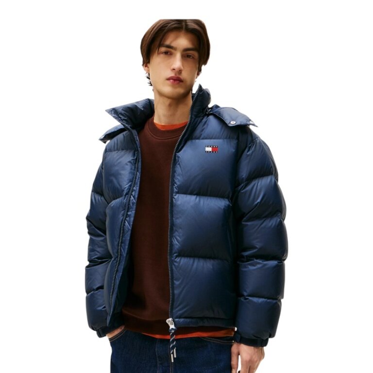 Tommy Jeans zimowa kurtka puchowa Alaska Down Puffer EXT (ciepła, z kapturem) granatowa męska