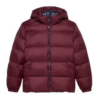 Tommy Jeans Zimowa Kurtka Puchowa Essential Down Jacket EXT z Kapturem (ciepła, wodoodporna) bordowa Męska
