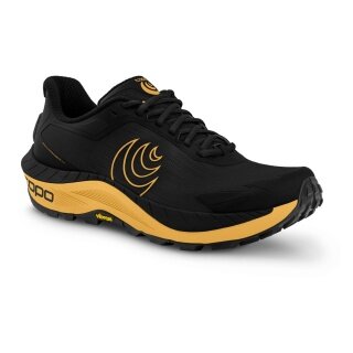 Buty biegowe Topo MTN Racer 4 (górskie, szlakowe, szersza przestrzeń na palce) czarne/pomarańczowe męskie