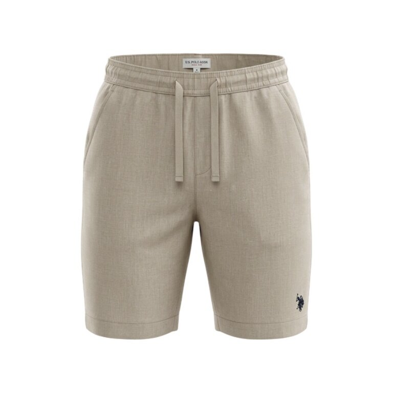 U.S. Polo Assn. Spodenki lniane krótkie beżowe męskie (mieszanka materiałów)