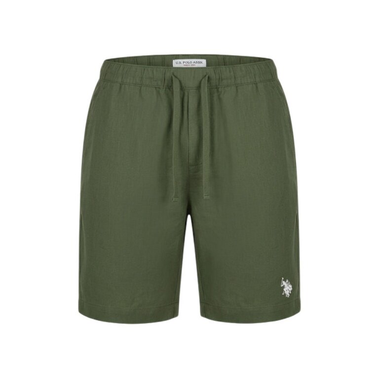 U.S. Polo Assn. Spodenki lniane krótkie (mieszanka materiałów) oliwkowe męskie