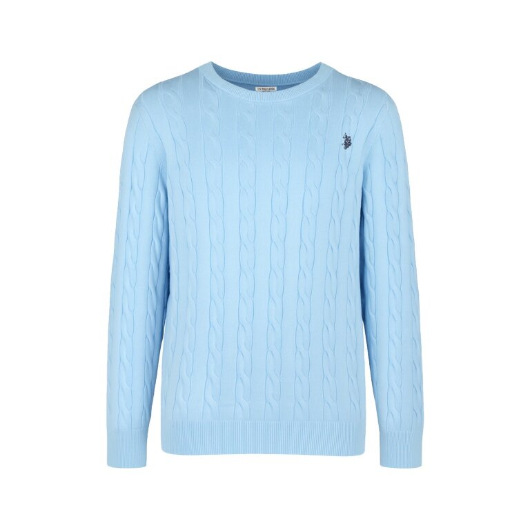 U.S. Polo Assn. Sweter R-Neck US16869 (100% bawełna) jasnoniebieski mężczyźni