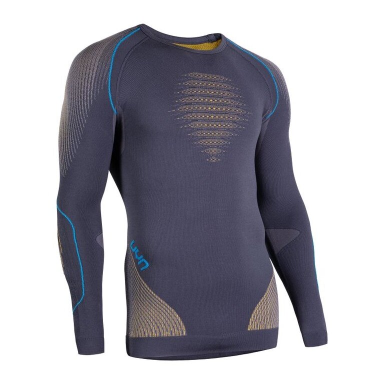 UYN Koszulka z długim rękawem Evolutyon Round-Neck dopasowana bielizna charcoal/złoty męska