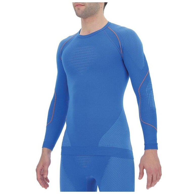 UYN Koszulka Długorękawowa Evolutyon Round-Neck dopasowana Bielizna niebiesko/pomarańczowa Męska