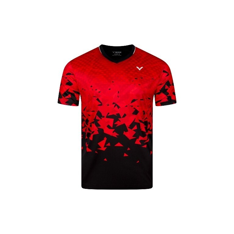 Koszulka sportowa Victor T-53101 D (100% poliester) czerwona/czarna dla chłopców