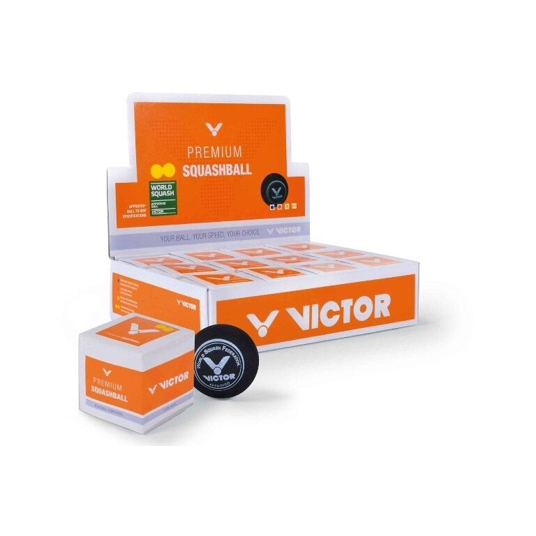 Victor Squashball Turniej (2 żółte punkty, prędkość bardzo wolna) czarny <b>- 12 piłek w kartonie</b>