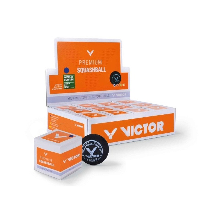 Victor Squashball (niebieska kropka, szybkość szybka) czarny <b>- 12 piłek w kartonie</b>