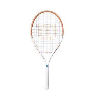 Wilson dziecięca rakieta tenisowa Roland Garros Elite 25in (9-12 lat) 2026 biała/brązowa - naciągnięta -