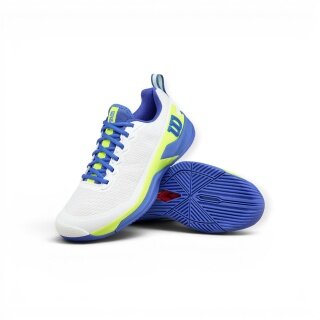 Buty tenisowe Wilson Rush Pro 4.5 Allcourt (stabilność) 2025 białe/niebieskie/lime męskie
