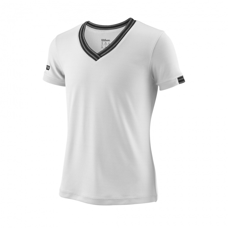 Koszulka Wilson Team V-Neck biała dla dziewczynek
