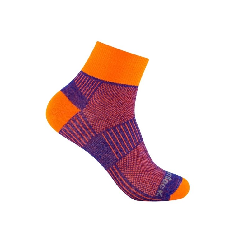 Skarpety sportowe Wrightsock Quarter Coolmesh II (cienkie, oddychające, wygodne) królewski niebieski/pomarańczowy - 1 para