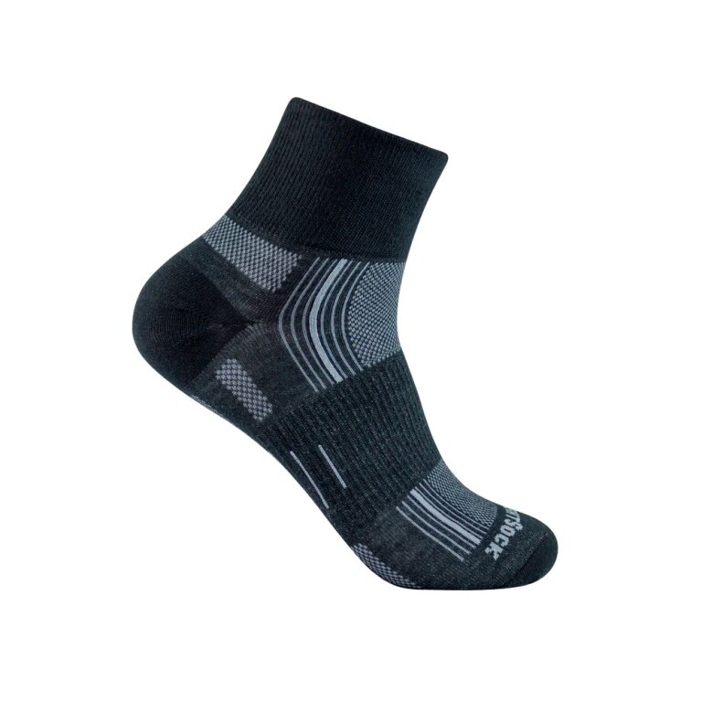 Skarpety sportowe Wrightsock Quarter Stride (wysokie do kostki, średniej grubości, skarpety przeciw pęcherzom) czarne - 1 para