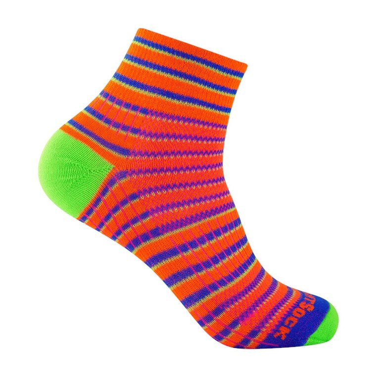 Skarpety sportowe Wrightsock Quarter Coolmesh II (cienkie, oddychające, wygodne) pomarańczowo-niebiesko-zielone - 1 para